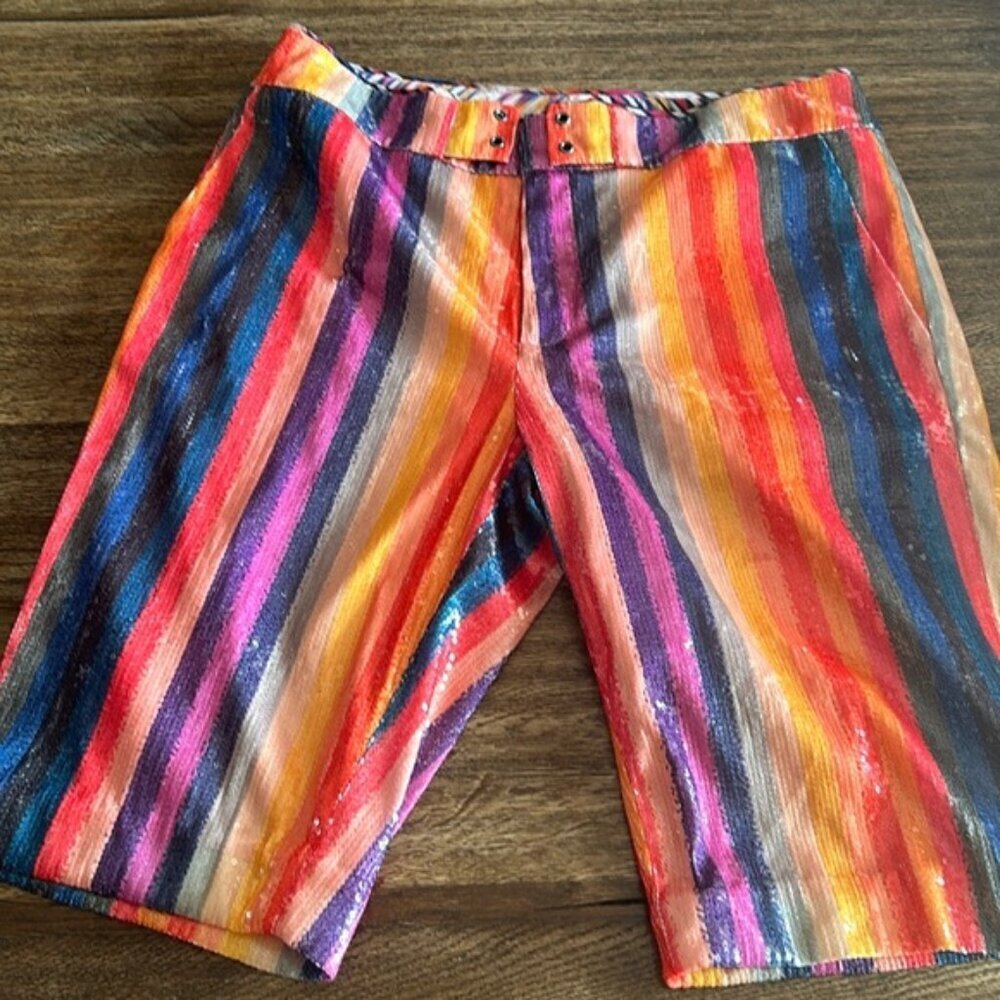 LE SUPERBE rainbow sequins board shorts pride 🌈 6 nwot
